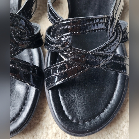 Paul Green Leather Munchen Low Kitten Heel Sandals Black Y2K Size 6 - Picture 5 of 12